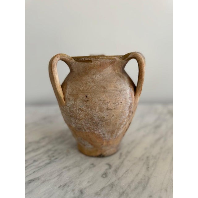 Rustic Small W Drip Olive Color 3 Handle Calabrese Pots For Sale - Image 3 of 6
