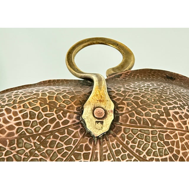 Art Nouveau Water Lily Crumb Catcher Set in Copper & Bronze by Carl Deffner, 1900. For Sale - Image 9 of 13