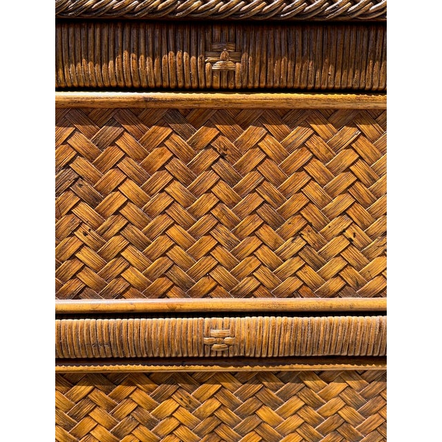 Late 20th Century Pair Lexington Wicker Bachelor Chests. Island Style. For Sale - Image 9 of 11