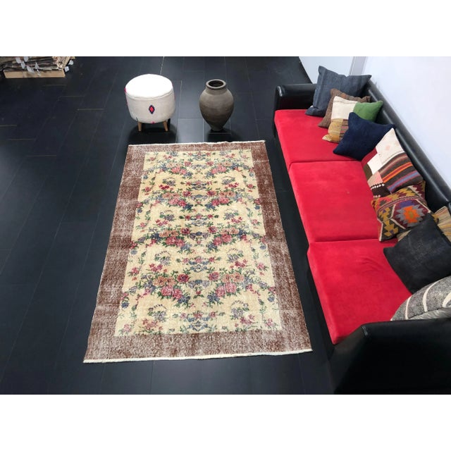 Vintage Floral Turkish Handmade Multicolor Rug For Sale - Image 11 of 11