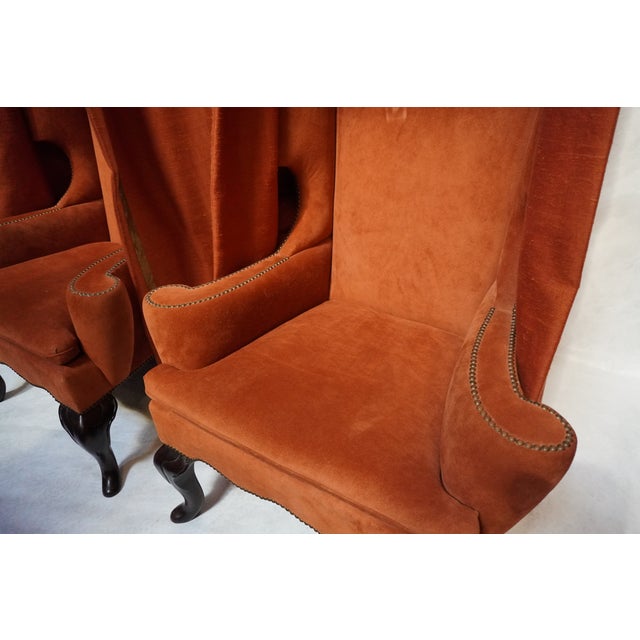 Late 20th Century Pair of Tall Baldachin Wingback King Chairs For Sale - Image 15 of 18