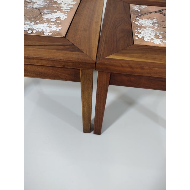 Brown and Saltman 1970s Tile Top Walnut End Tables - a Pair For Sale - Image 4 of 13