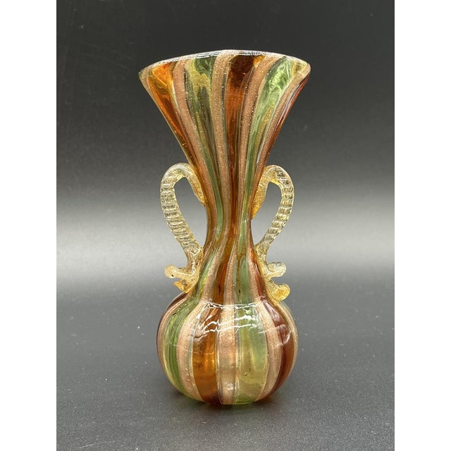 Green Antique Salviati Filigree Murano Glass Vases, Set of 2 For Sale - Image 8 of 13