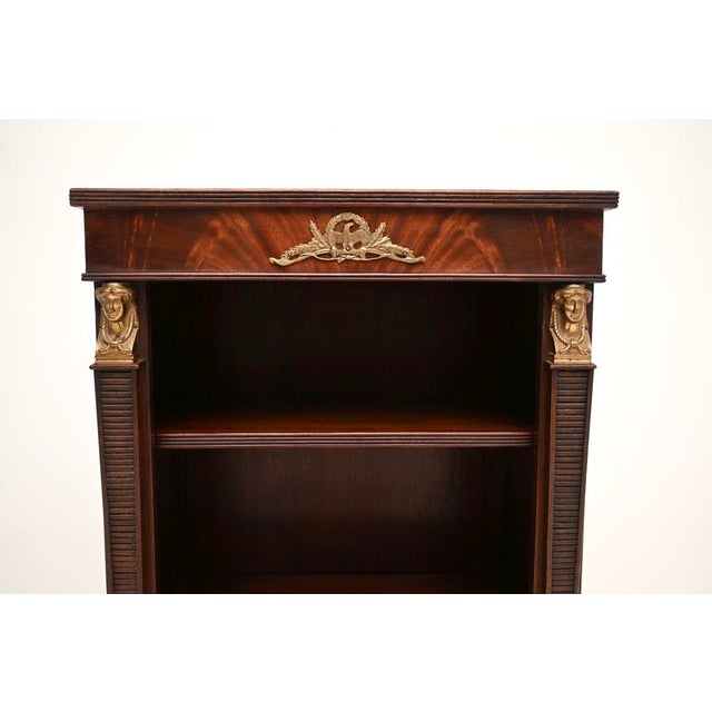 Wood Antique Neoclassical Empire Style Open Bookcase, 1930 For Sale - Image 7 of 10