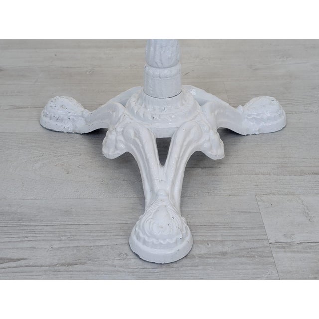 Gray Marble Table on Whitewashed Cast Iron Leg For Sale - Image 8 of 12