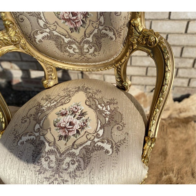 Elegant Gold Leaf Empire Style Gold Leaf Armchair/Setee For Sale - Image 4 of 6
