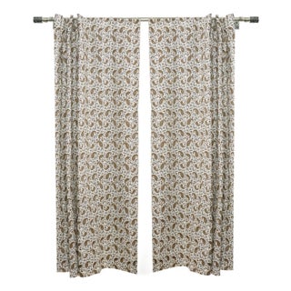 Decorative Coloured Linen Curtain Hand Block Print With Floral Motifs Size 54"Wx84"L- Keri Jaal For Sale