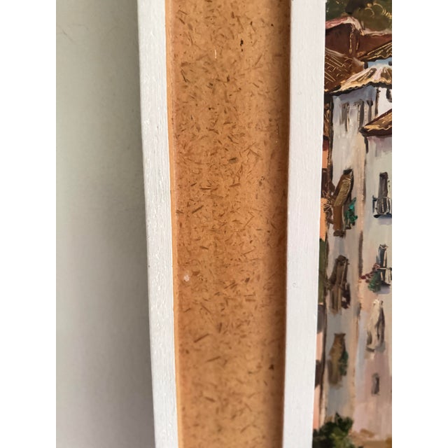 Vintage Spanish Hillside Village Oil Painting by M. Castro, Signed For Sale - Image 11 of 11