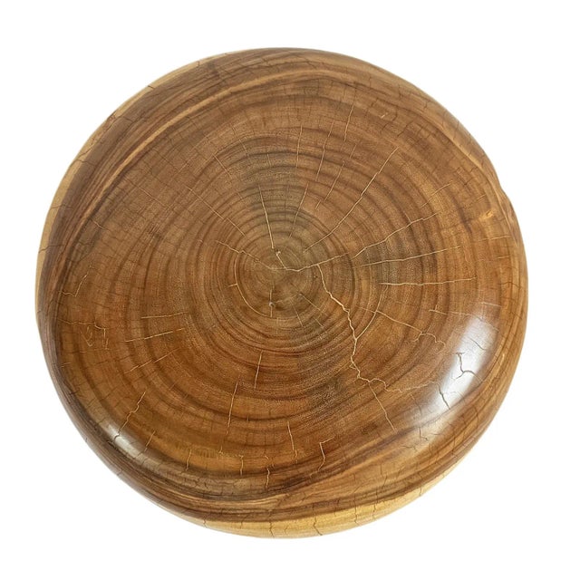 Two Tone Acacia Wood Bulb Vintage Stool / Table For Sale - Image 4 of 4