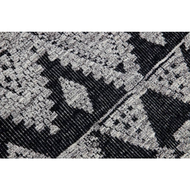 Charcoal Modern Apadana's Safi Collection Handmade Charcoal and Gray Designed Wool Rug For Sale - Image 8 of 12