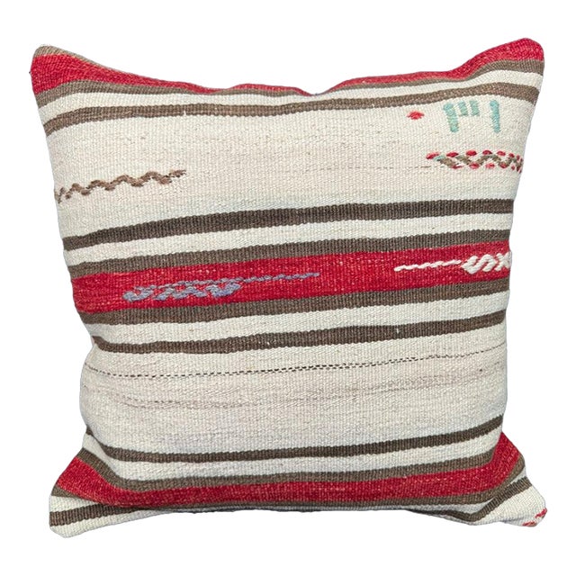 Turkish Hemp Pillow Cushion Natural Beige Red Pillow Cushion Cover 20x20 For Sale