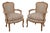 Pair MGM French Louis XV Upholstered Bergere Chairs For Sale