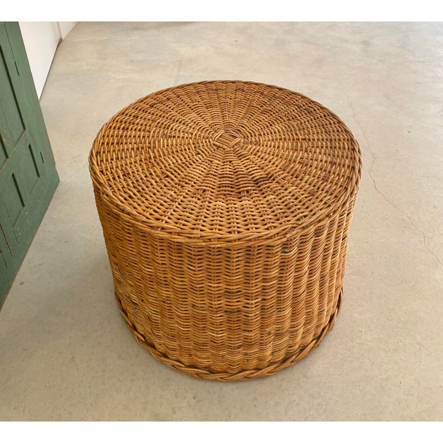 Bielecky Brothers-Style Braided Rattan Round Drum Table, 1980s (Hong Kong) For Sale - Image 15 of 18