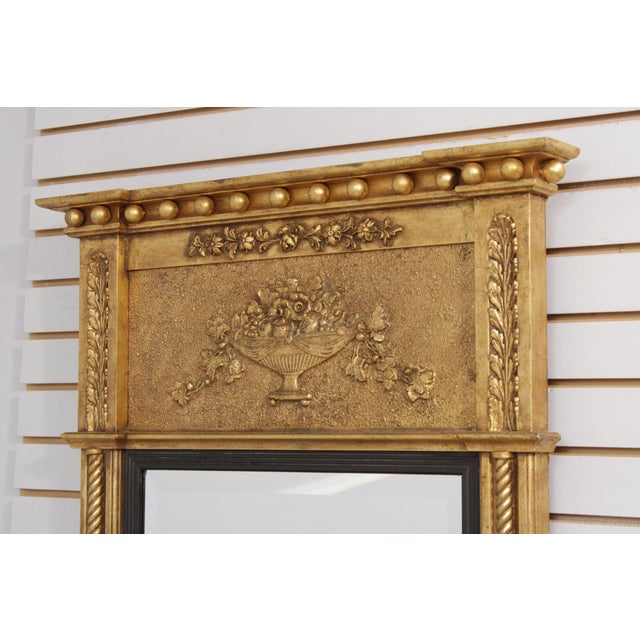Traditional Friedman Brothers Gold Framed Urn & Flower Carved Trumeau Mirror For Sale - Image 3 of 16