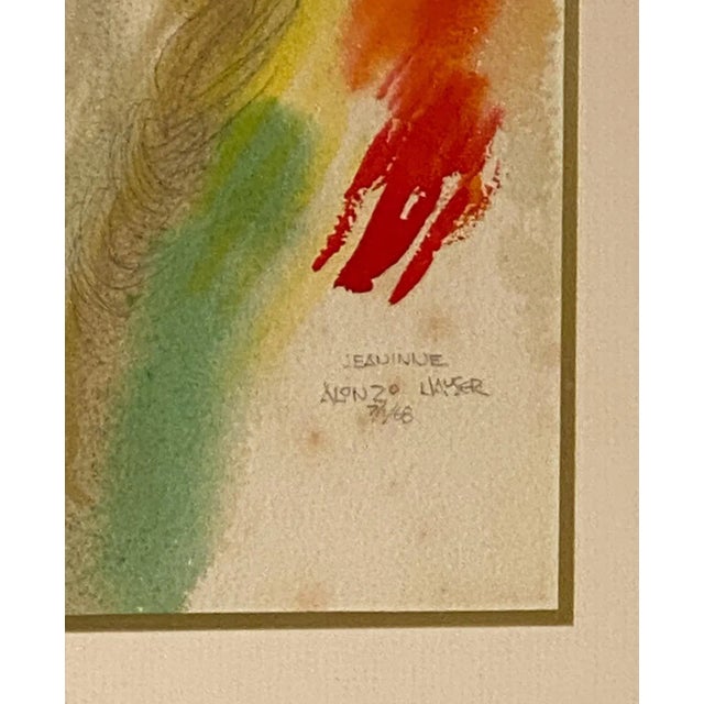 "Jeaninne" 7/1/68 Watercolor, Signed Alonzo Hauser For Sale - Image 4 of 5
