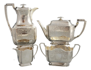 Victorian Sterling Silver Tea Service from Atkin Brothers, Sheffield, 1892, Set of 4