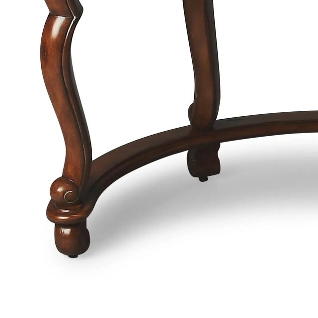 2020s Brava Faux Leather Demilune Desk, Medium Brown For Sale - Image 5 of 7