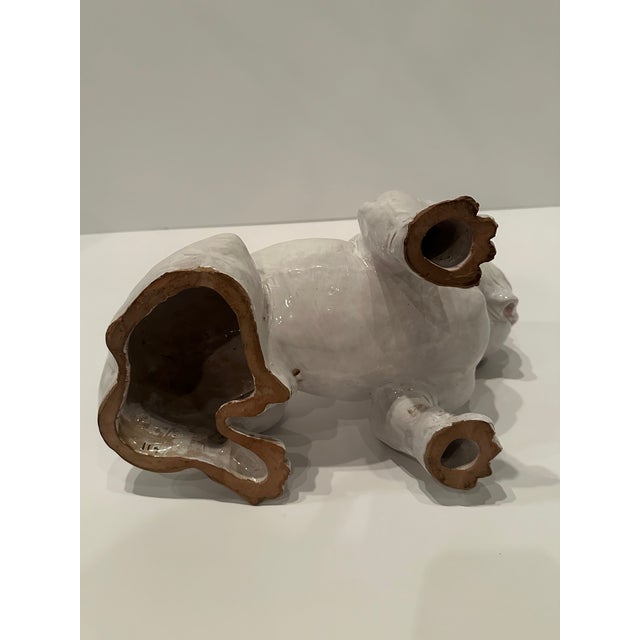Terracotta Italian Black and White Bulldog Sculpture For Sale - Image 11 of 12
