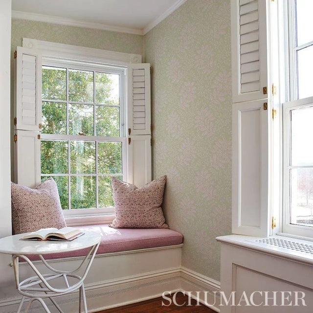 Modern Sample - Schumacher Secret Garden Wallpaper in Green For Sale - Image 3 of 4