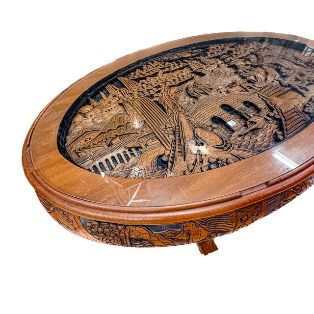 Mid-Century Modern Mid-Century Modern Hand-Carved Asian Opium Nesting Table For Sale - Image 3 of 18