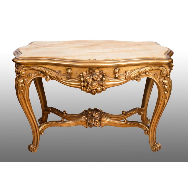 Wood French Napoleon III Golden and Carved Wooden Coffee Table For Sale - Image 7 of 7