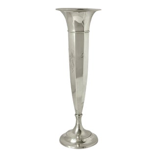 Vintage Sterling Silver Flower Monogrammed Vase For Sale