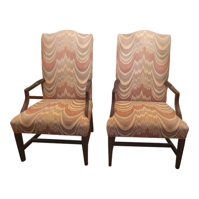 Mid 20th Century Pair of Vintage Upholstered Arm Chairs For Sale