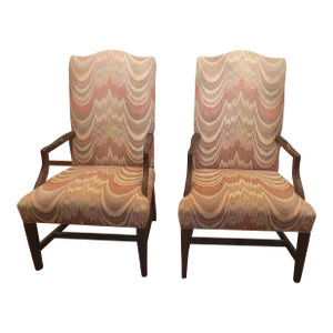 Mid 20th Century Pair of Vintage Upholstered Arm Chairs