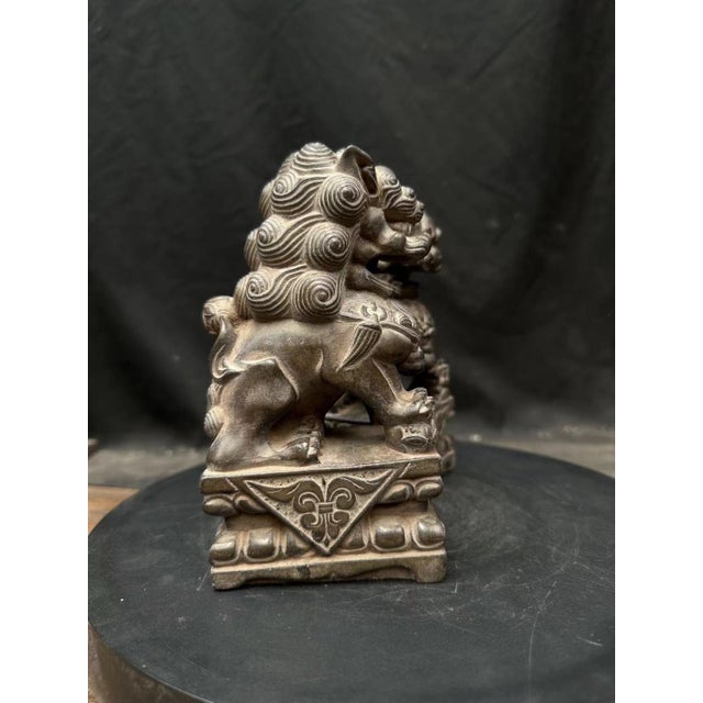 This striking pair of guardian lions is hand-carved from authentic Taihang mountain rock stone, known for its durability,...