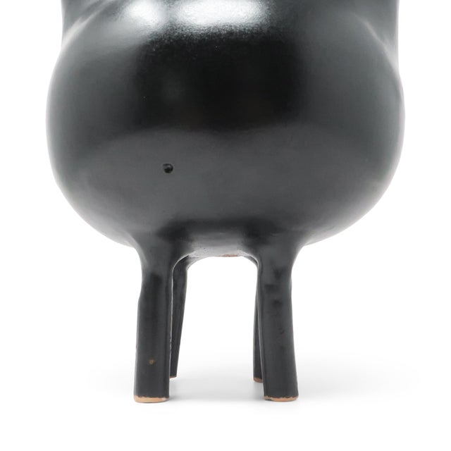 1990s Italian Bucchero Ceramic "Gubbio" Twin-Neck Vessel by Gio Ponti for Neoponti/Costantino For Sale - Image 9 of 10