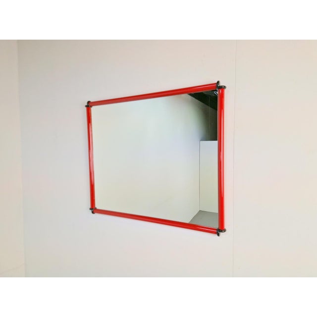 Italian Postmodern Red Frame Mirror, 1980s For Sale - Image 10 of 10