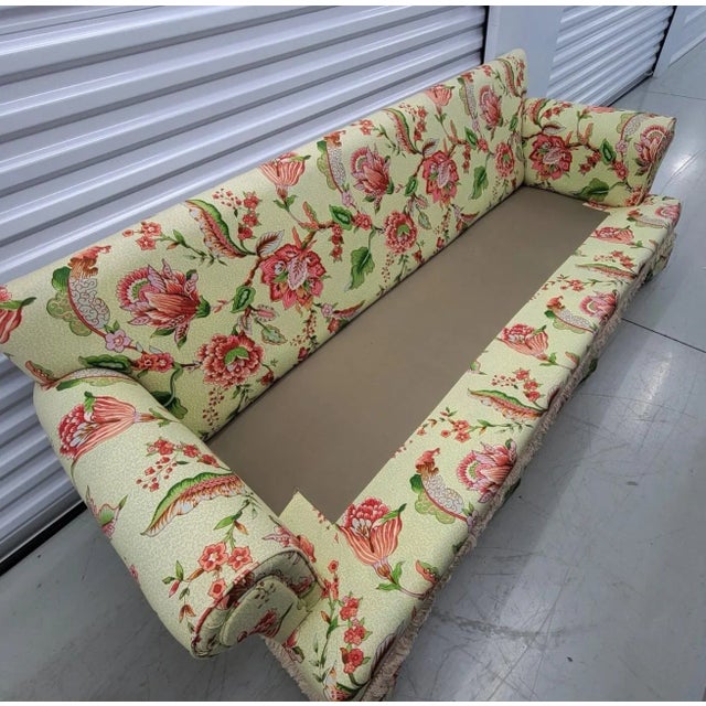 Textile Vintage Traditional Sofa, Ottoman, Pillows With Designer Floral Upholstery For Sale - Image 7 of 11