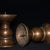 Early 21st Century Pair of Bronze Candle Holders — Curved Dish & Trumpet Base, Aged Patina For Sale - Image 5 of 9