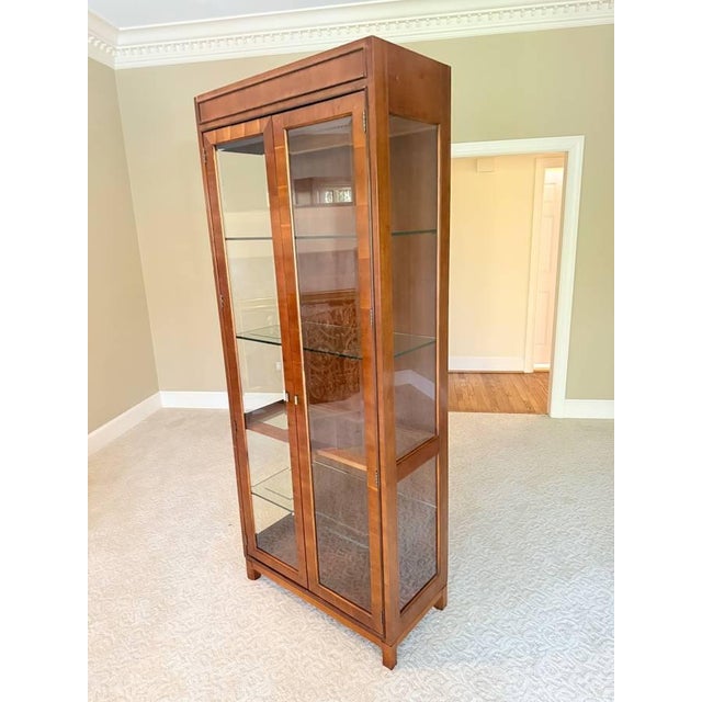 Late 20th Century Pair of Vintage Yew Wood Curio Display Cabinets. For Sale - Image 5 of 12