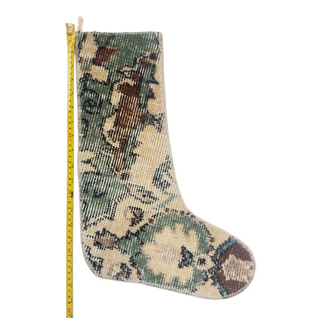 2020s Handwoven Vintage Kilim Stocking, Forest Green & Brown Wool, 12.2 X 16.9 in – One of a Kind Turkish Christmas Decor For Sale - Image 5 of 6