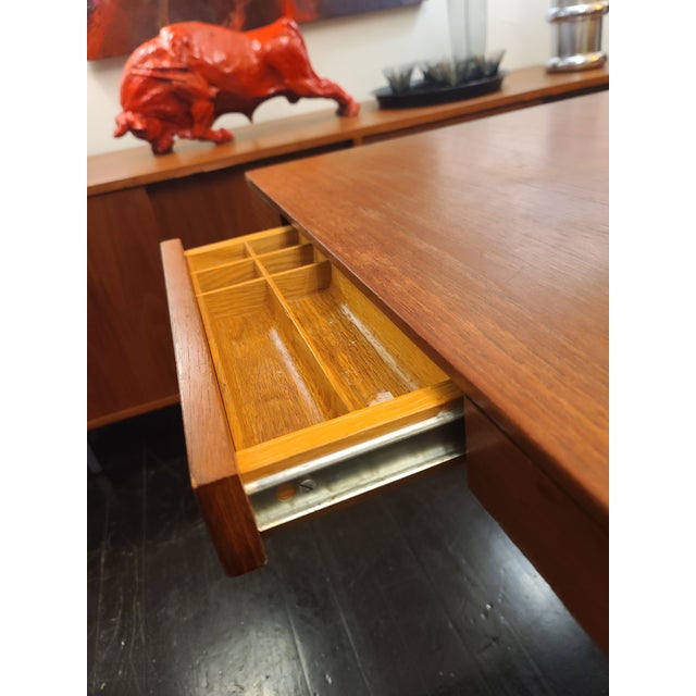 Florence Knoll Executive Desk Walnut Chrome For Sale - Image 10 of 12