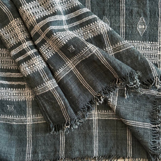 Textile Vintage Akriti Slate Wool Throw For Sale - Image 7 of 7