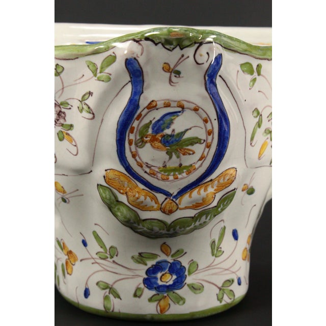 Off-white 19th/20th C Polychrome Faience Bough Pot Wall Pocket Martres-Tolosane , France For Sale - Image 8 of 18