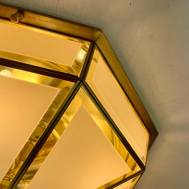 Metal Hollywood Regency Brass Ceiling Lamp from Deknudt, Belgium, 1980s For Sale - Image 7 of 18