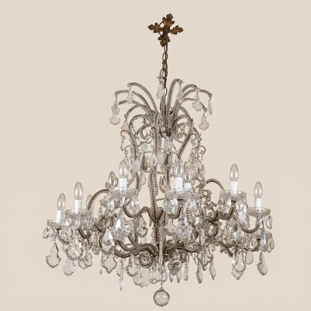Metal Louis XV French 18-Light Chandelier in Crystal and Metal, 18890s For Sale - Image 7 of 17
