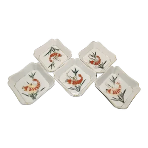 Japanese Pottery Sashimi Dish Plate 5pc Vintage for Sushi