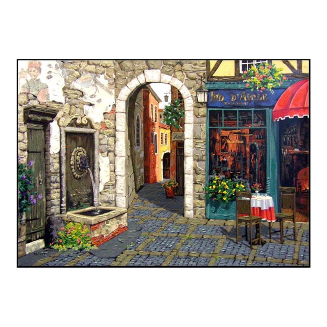 Viktor Shvaiko "Fresco and Fountain" Memories De Provence Suite H.Signed Canvas For Sale