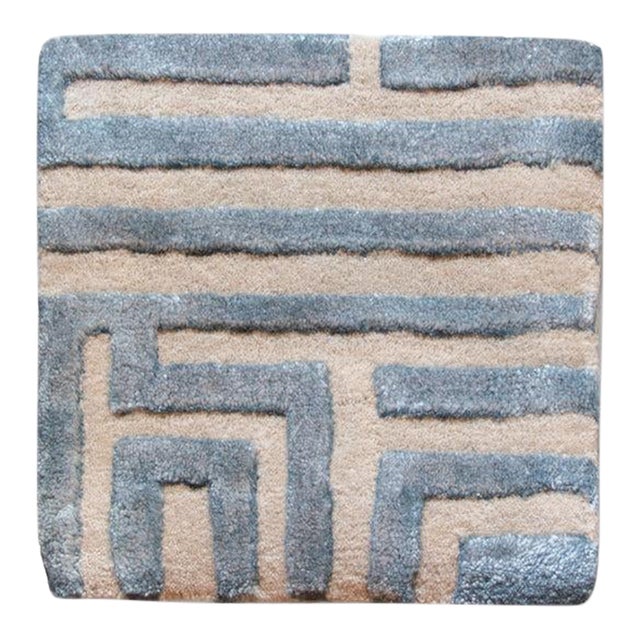 Contemporary Sample Anatolia Maze Rug, Sky Blue, 12x12 For Sale - Image 3 of 5