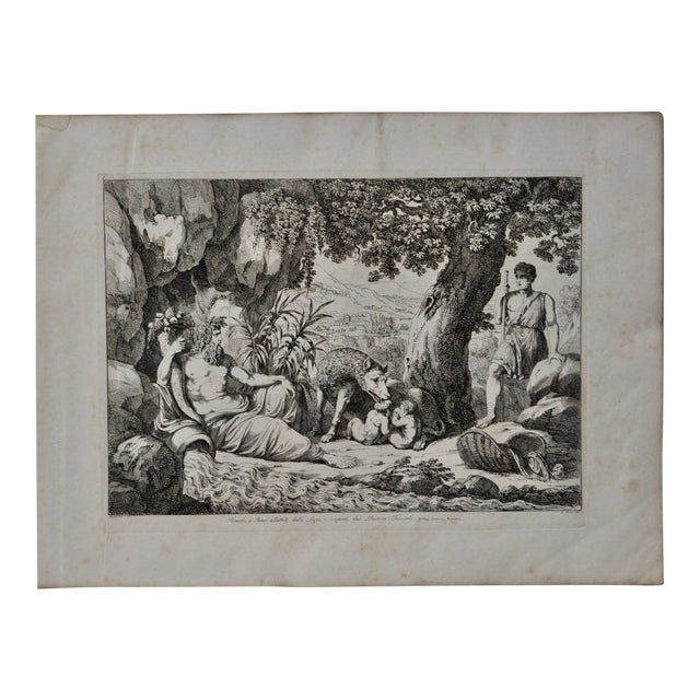 Bartolomeo Pinelli Engraving "Romulus and Remus Suckling Lupa" c.1816 For Sale