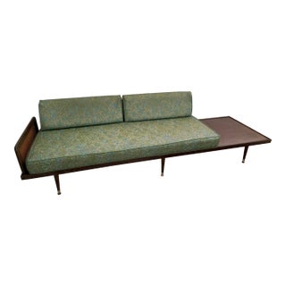 1950s Mid Century Modern Daybed Sofa Cane Caning With Table For Sale