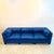 Mid-Century Modern 1980s Art Deco Chinoiserie Style Royal Blue Allover Upholstered 3-Seater Sofa For Sale - Image 3 of 16