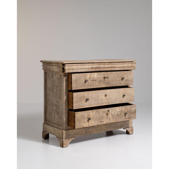 1880-1889 France Whitewashed Oak Whitewashed Oak Commode For Sale - Image 10 of 11