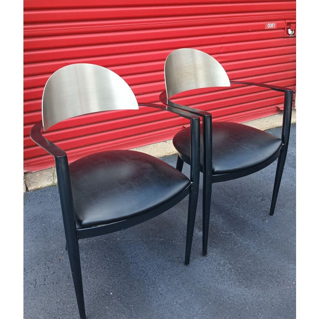 Elevate Your Space With This Stunning Pair of Elite Modern Jagger Armchairs, Where Architectural Innovation Meets Premium Comfort 1980s For Sale - Image 4 of 12