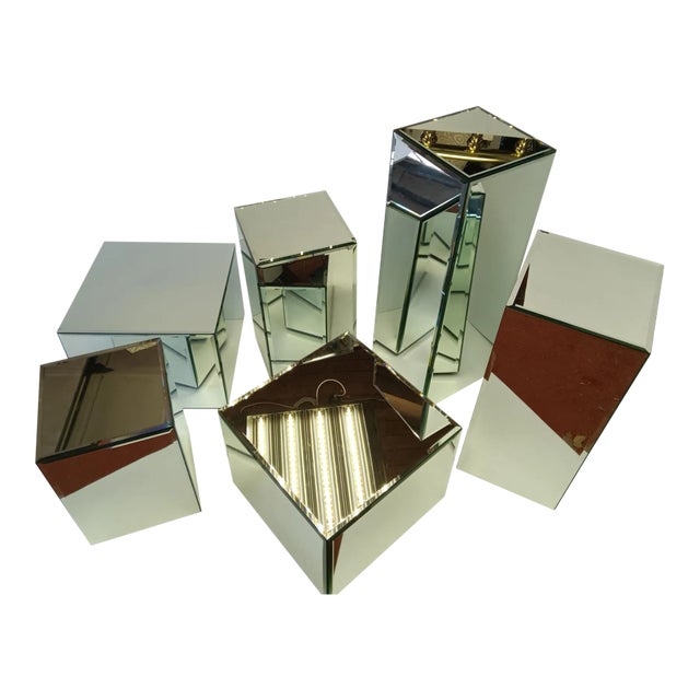 Cool Vintage Set of 2 Mirrored pedestals 12x12x36