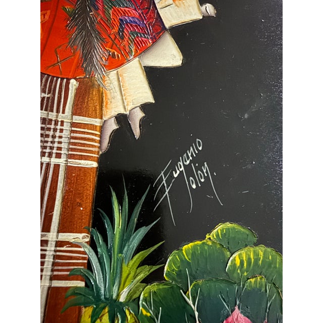 Folk Art 1960s Colorful Guatemalan Folk Art Painting Signed Tejadora Woman Weaver Indigenous For Sale - Image 3 of 4